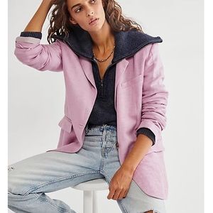 Free People Crosby linen blazer in candied lilac, size XL